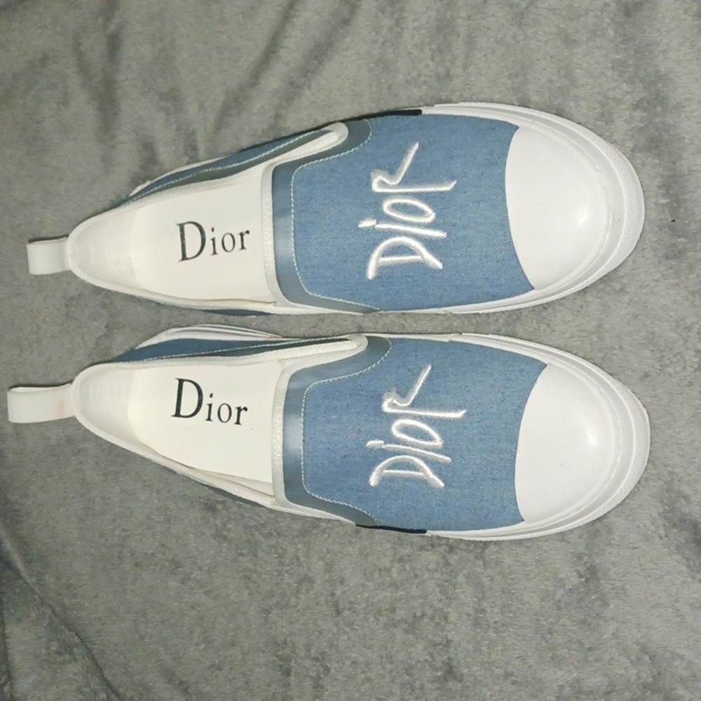 Dior Blue Canvas Sneakers with White Accents